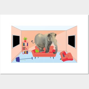 Elephant in the Room Funny Design Posters and Art